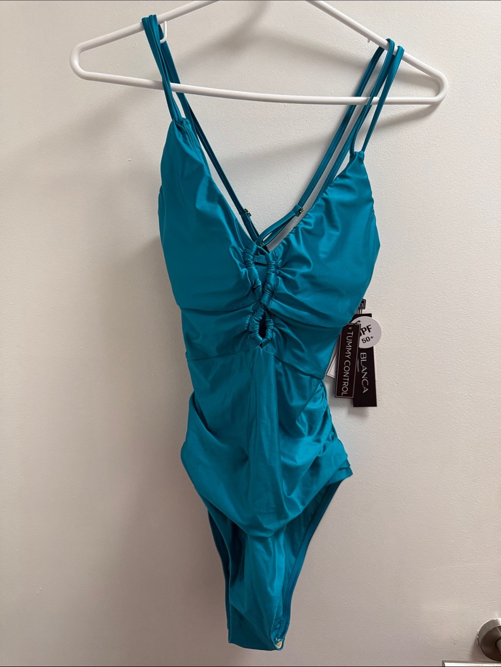 La Blanca Teal One-Piece Swimsuit with Ring Front Detail island goddess BLUE